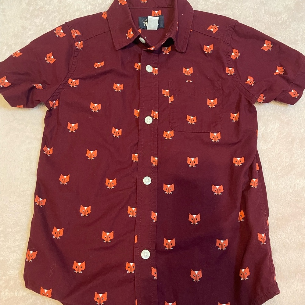 Adorable fox print button down